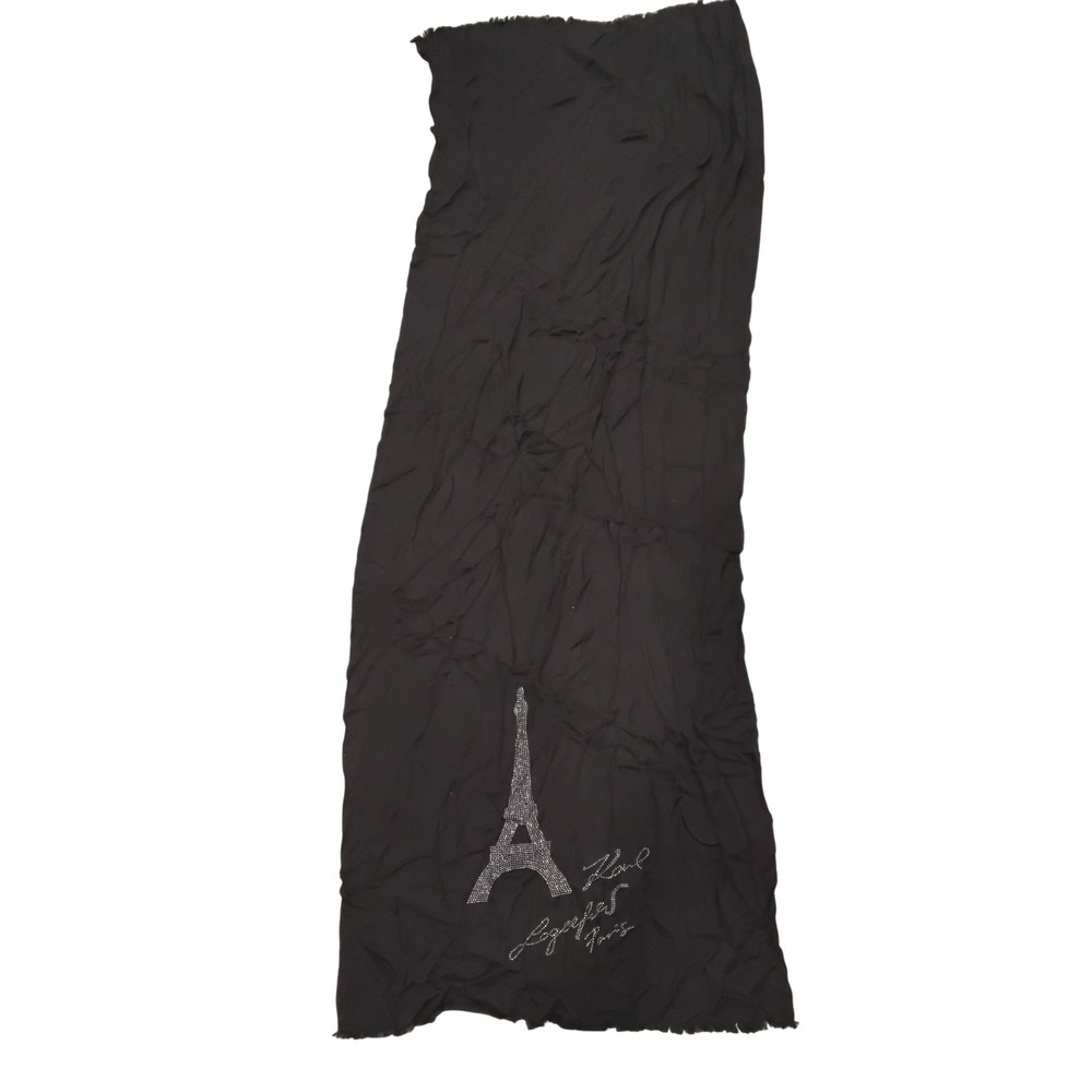 Karl Lagerfeld Black Scarf with Eiffel Tower Detail